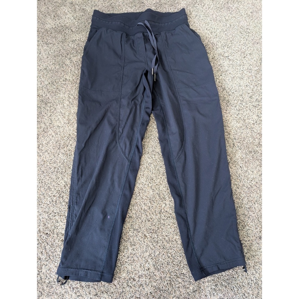 Lululemon Blue Ribbed Bungee Hem Jogger Pants Drawstring Zip Fly Size 8
